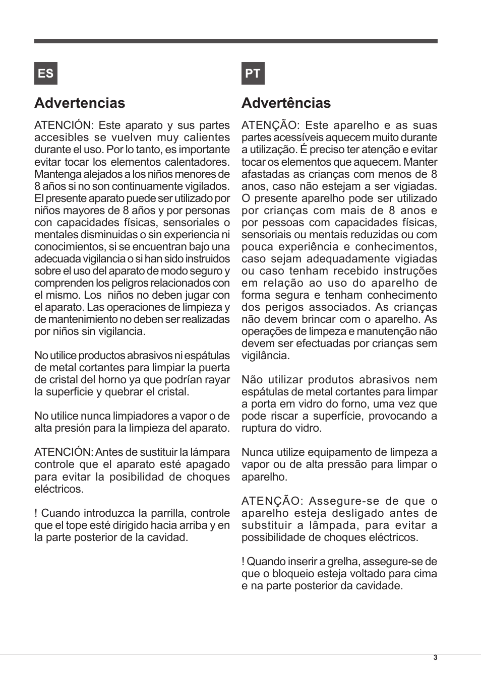 Advertencias, Advertências | Indesit FMR-54-K.A-(RA) User Manual | Page 3 / 36