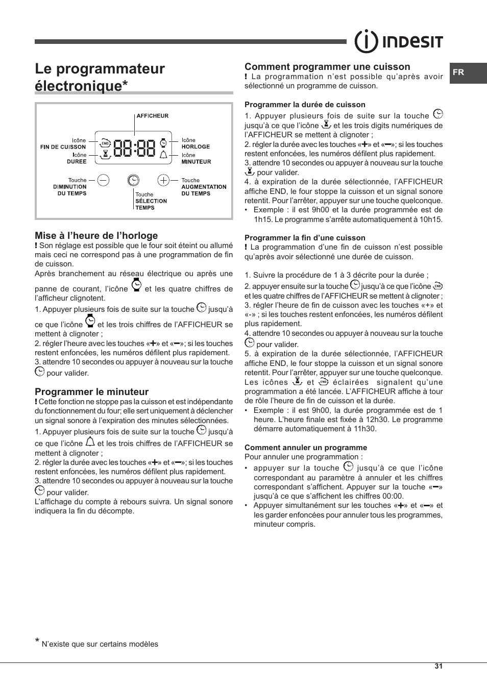 Le programmateur électronique | Indesit FIM-61-K.A-IX-S User Manual | Page 31 / 68