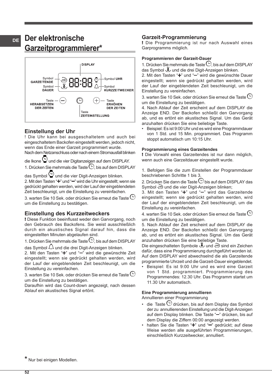 Der elektronische garzeitprogrammierer | Indesit FIM-61-K.A-IX-S User Manual | Page 52 / 68