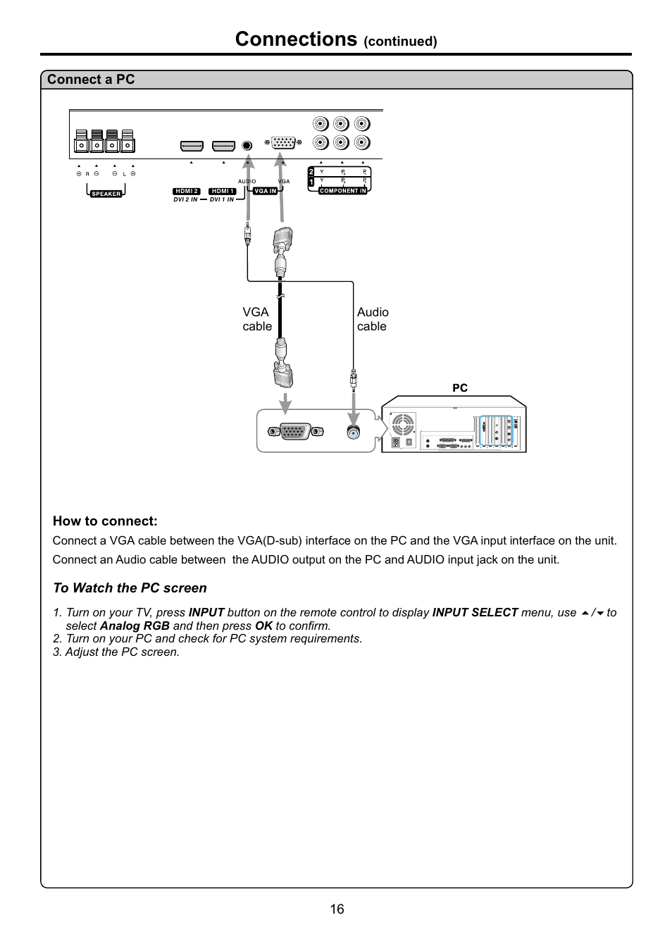页面 18, Connections | Audiovox FPE4707HR User Manual | Page 18 / 54