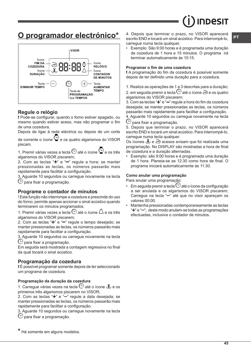 O programador electrónico | Indesit IFG-63-K.A-(WH)-S User Manual | Page 45 / 72