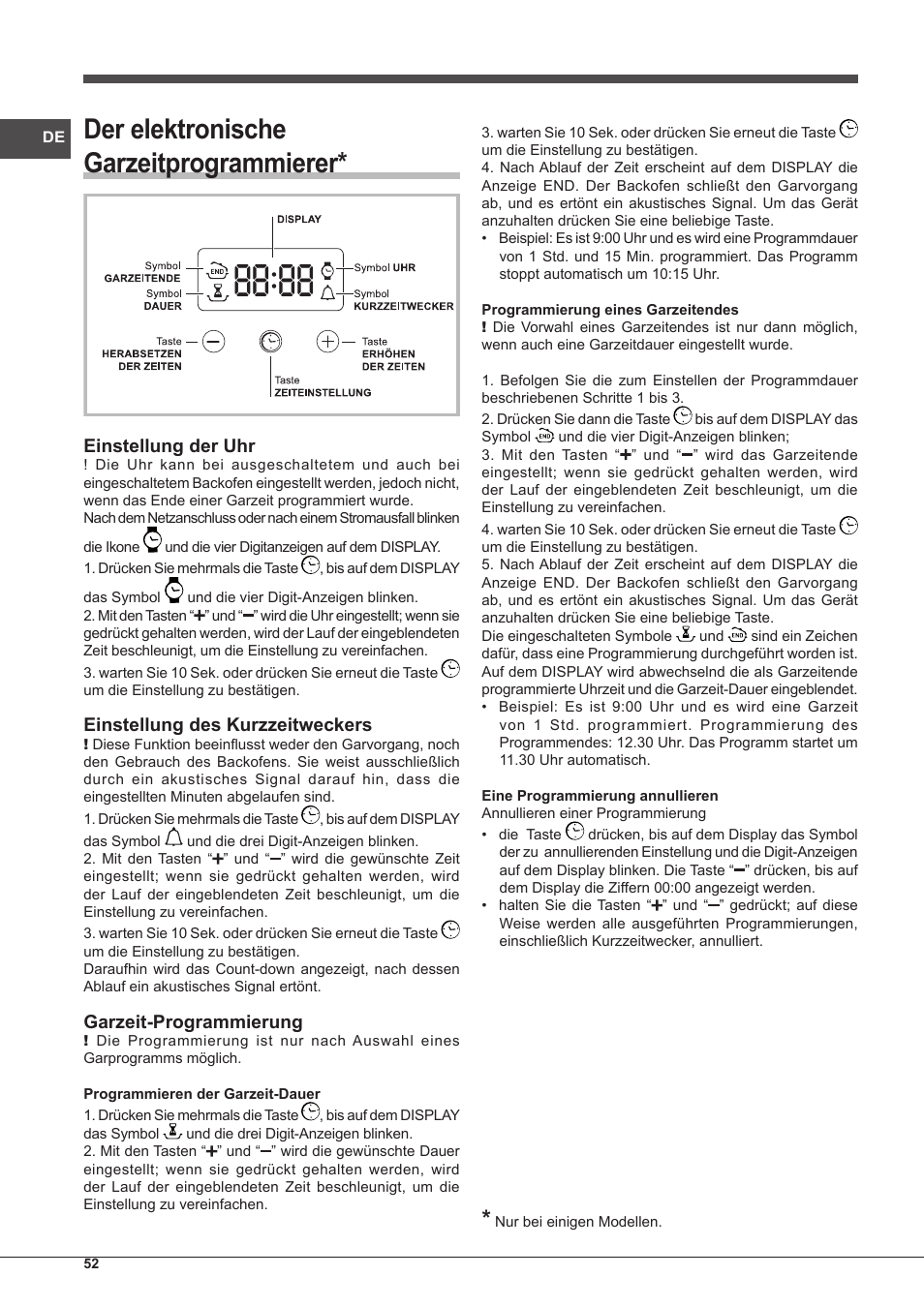 Der elektronische garzeitprogrammierer | Indesit IFG-63-K.A-(WH)-S User Manual | Page 52 / 72