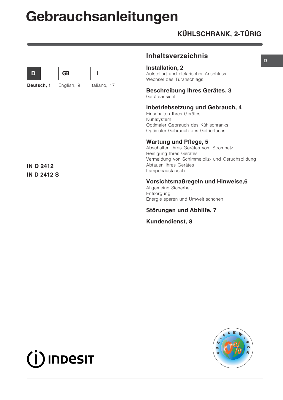 Indesit IN-D-2412 User Manual | 24 pages