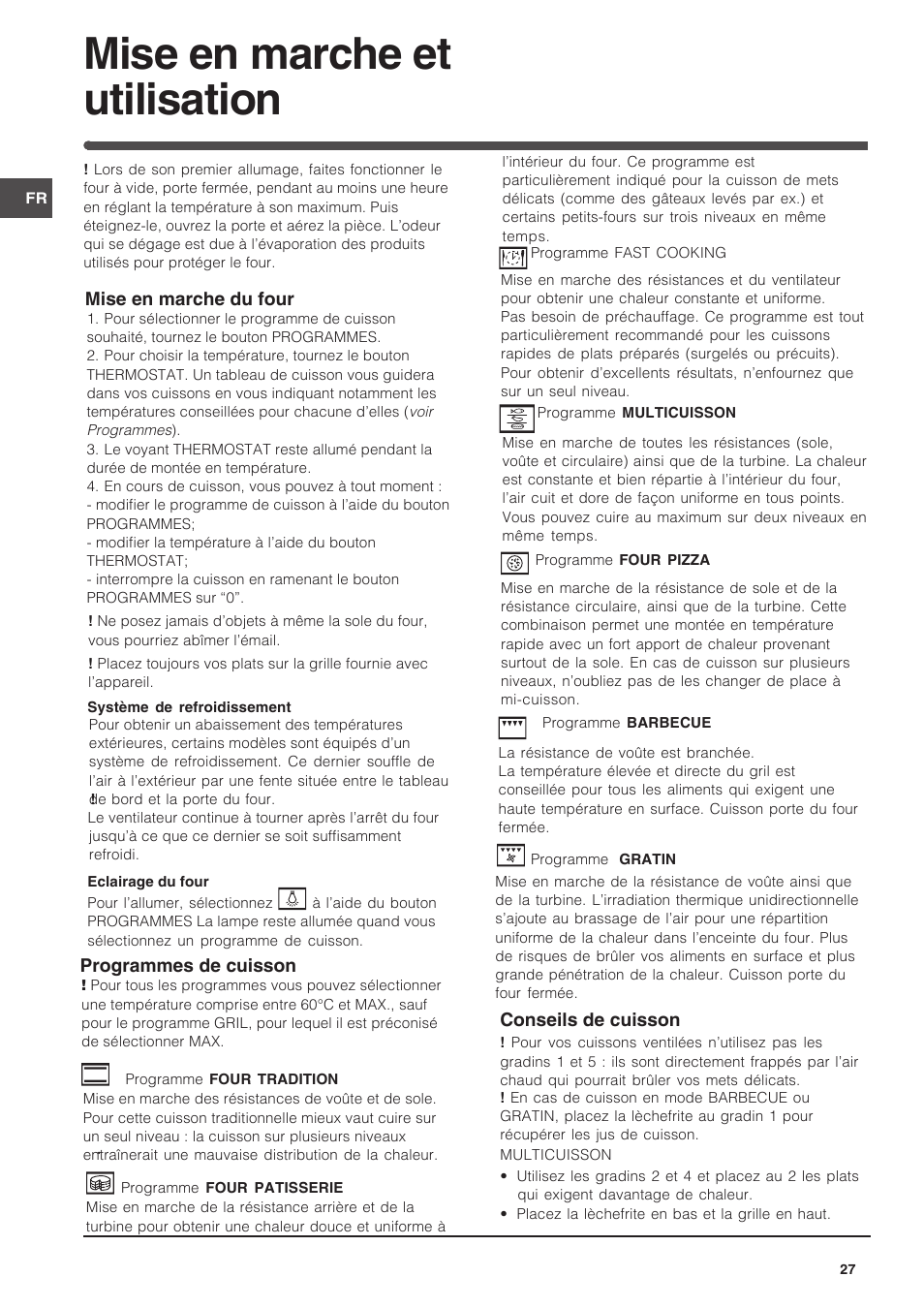Mise en marche et utilisation | Indesit FIM-734-K.A-IX User Manual | Page 27 / 72