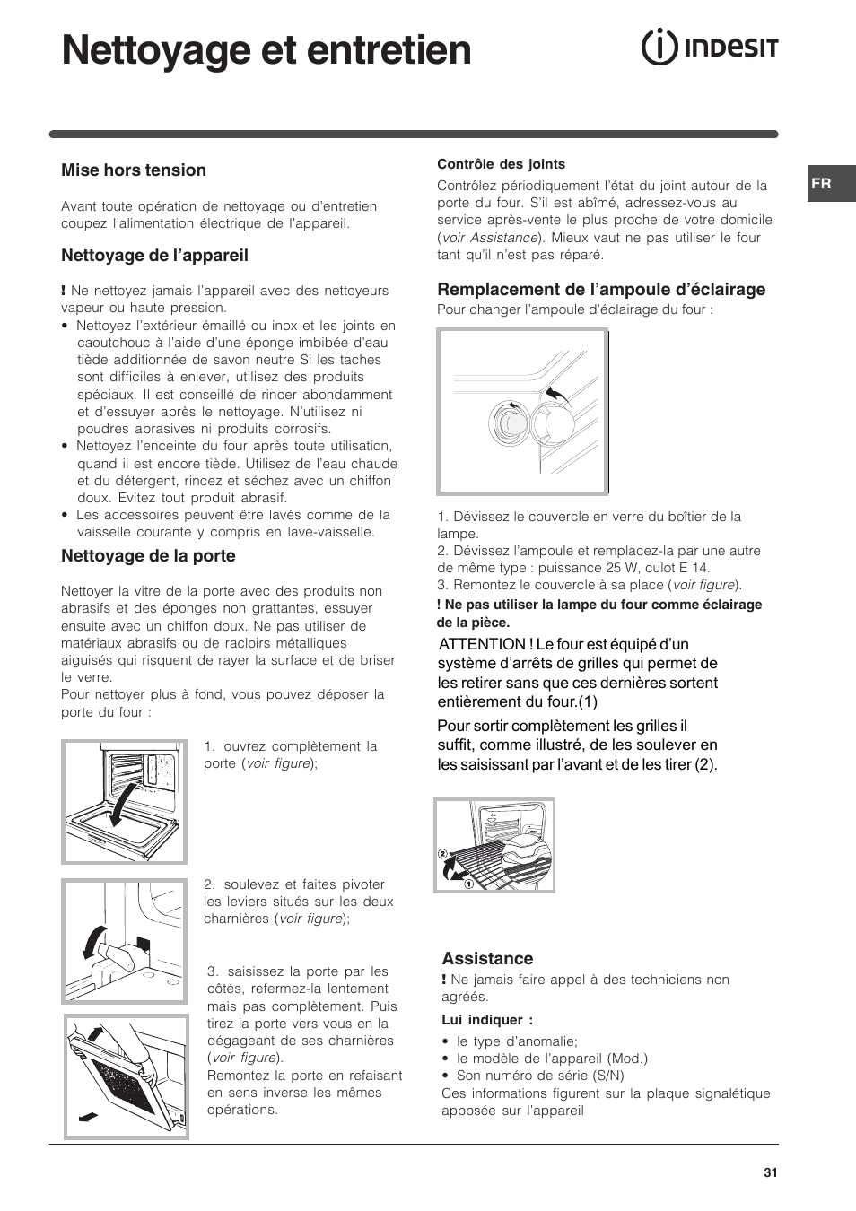 Nettoyage et entretien | Indesit FIM-734-K.A-IX User Manual | Page 31 / 72