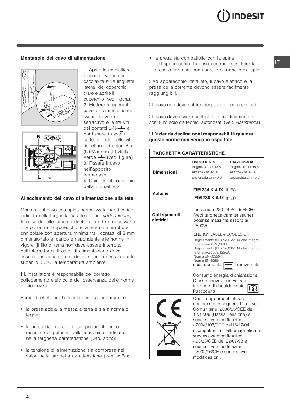 Indesit FIM-734-K.A-IX User Manual | Page 4 / 72