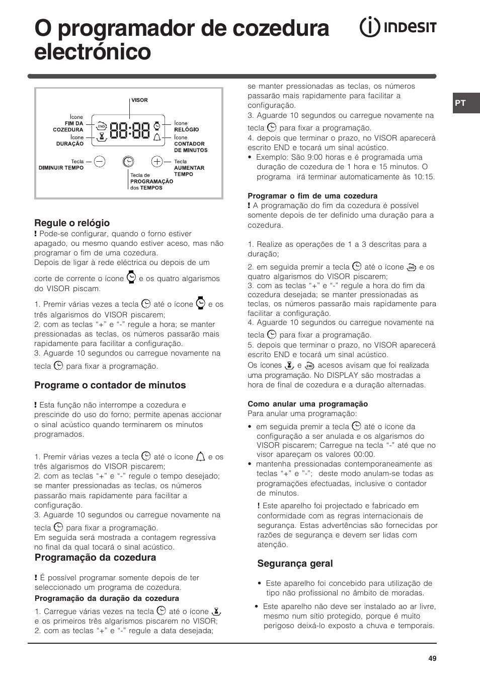 O programador de cozedura electrónico | Indesit FIM-734-K.A-IX User Manual | Page 49 / 72