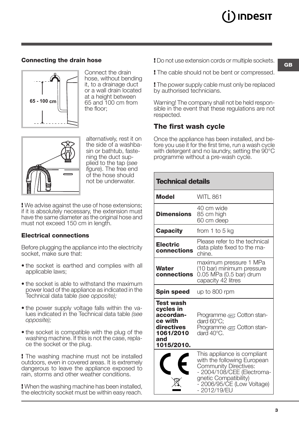 Indesit WITL-861-(EU) User Manual | Page 3 / 92
