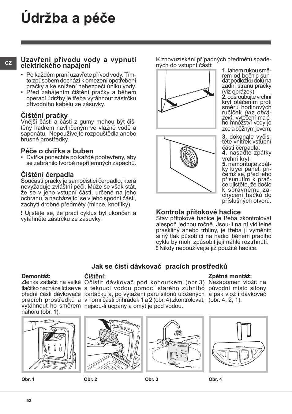 Údržba a péče | Indesit WITL-861-(EU) User Manual | Page 52 / 92