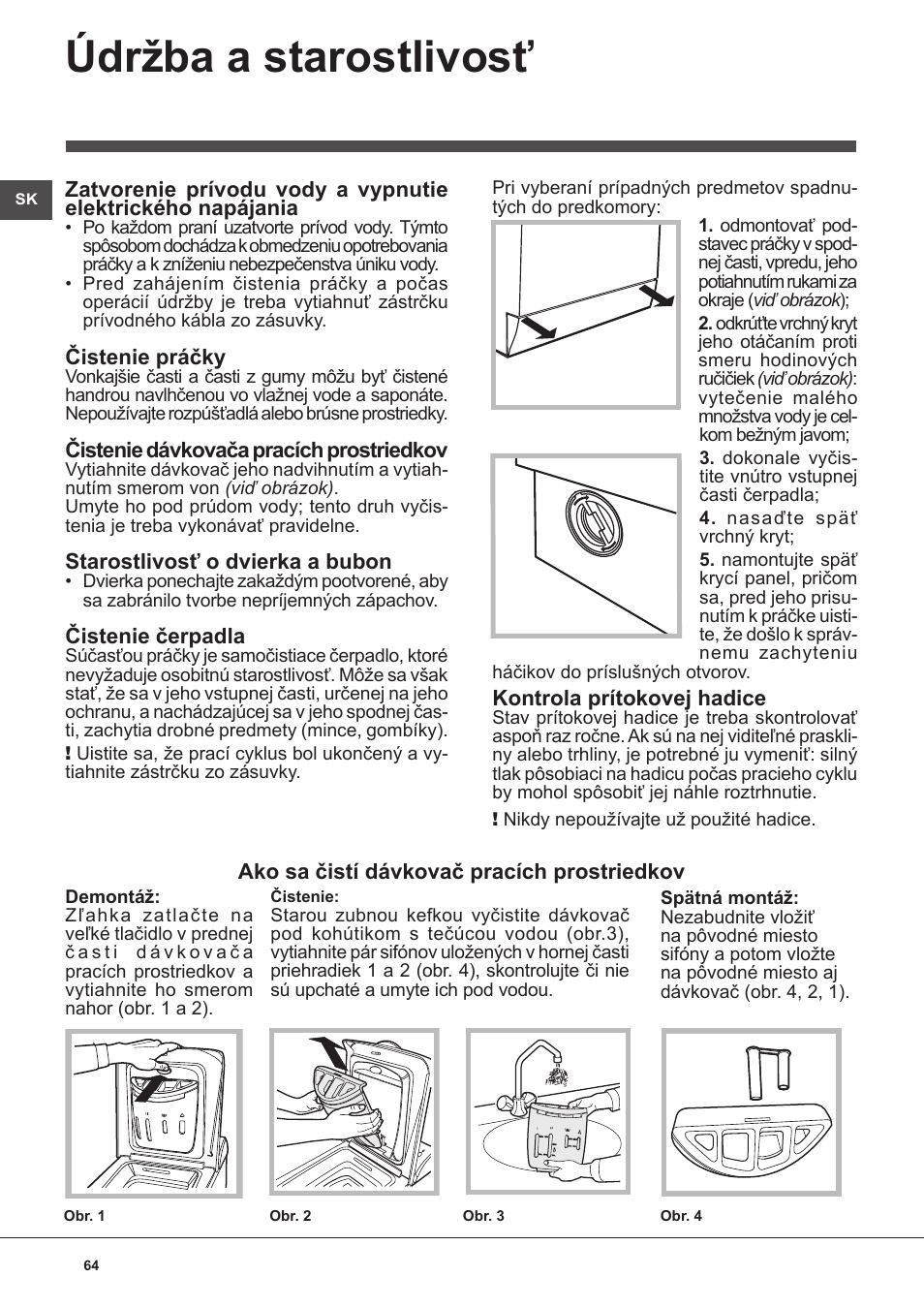 Údržba a starostlivosť | Indesit WITL-861-(EU) User Manual | Page 64 / 92
