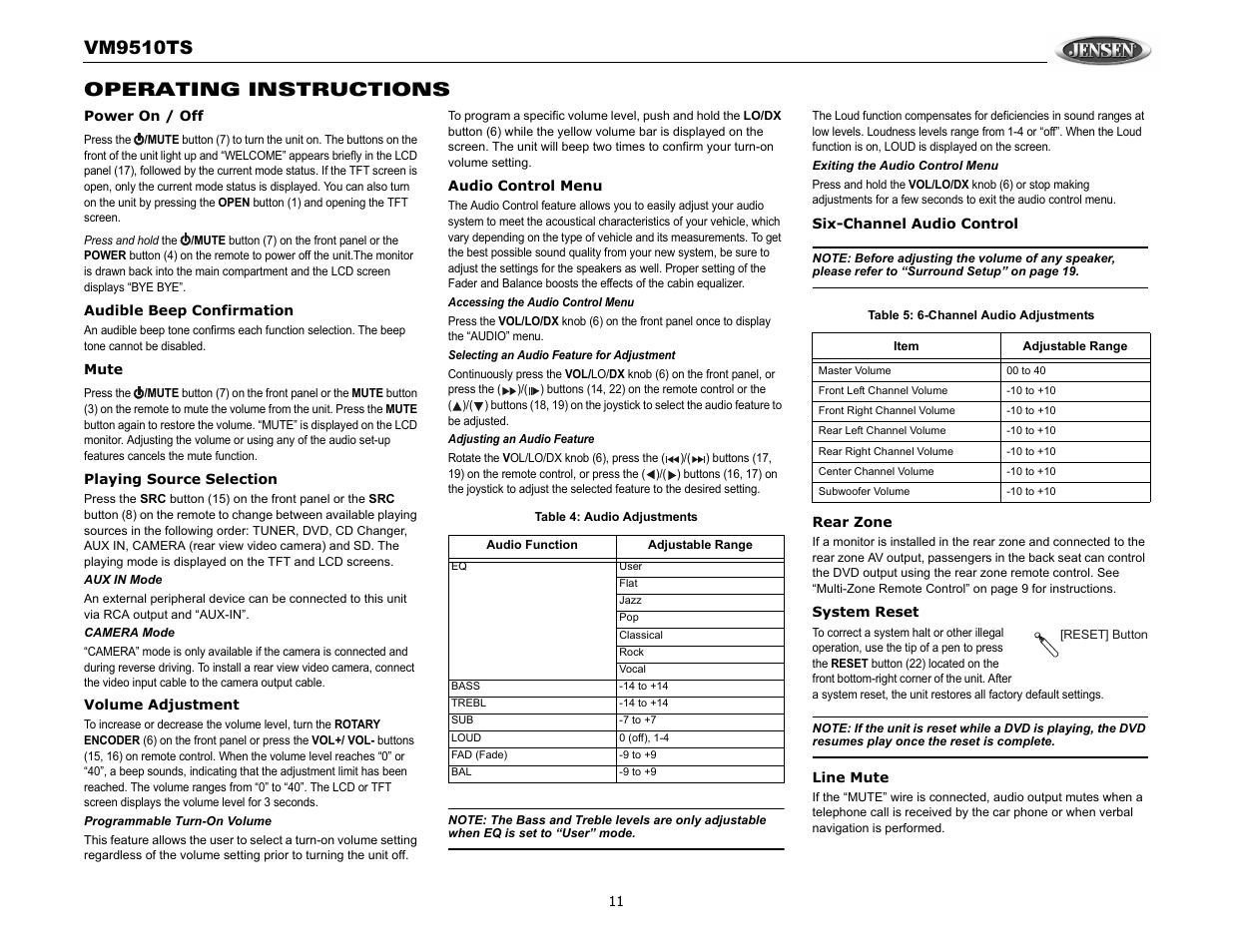 Vm9510ts, Operating instructions | Audiovox VM9510TS User Manual | Page 15 / 82