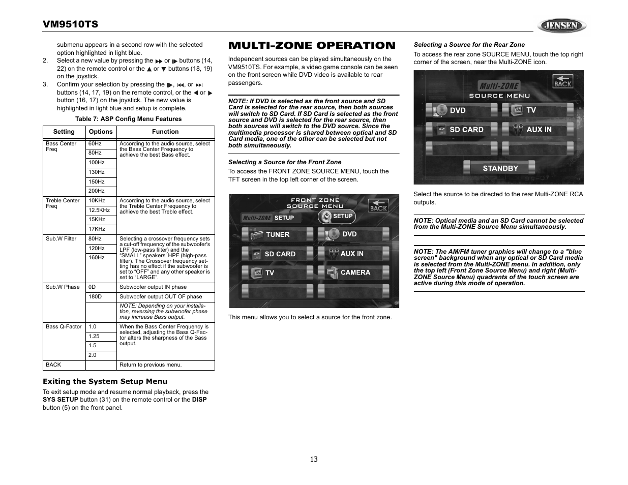 Vm9510ts, Multi-zone operation | Audiovox VM9510TS User Manual | Page 17 / 82