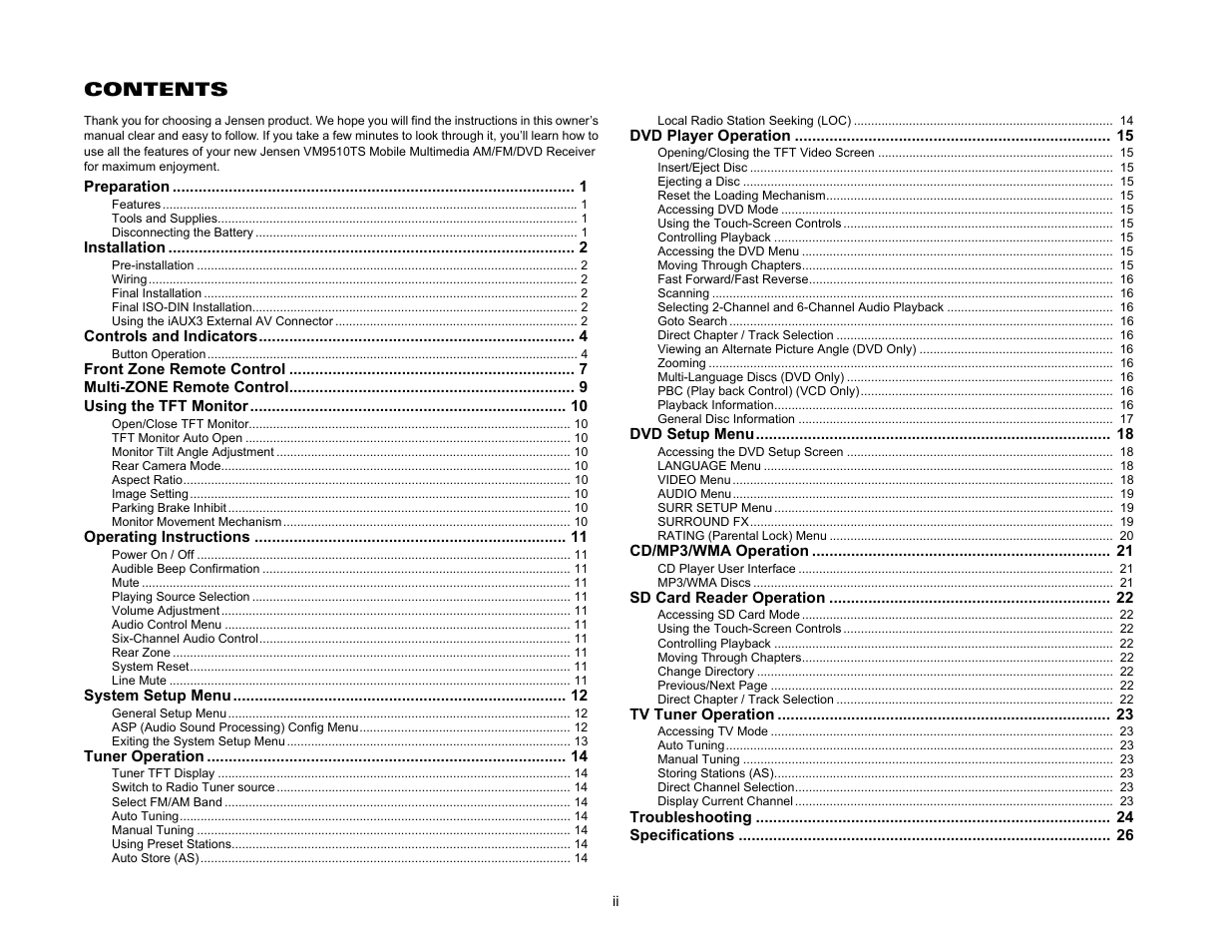 Audiovox VM9510TS User Manual | Page 2 / 82