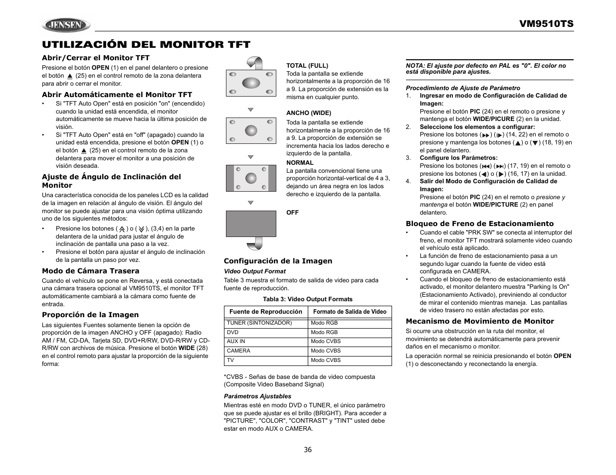 Vm9510ts, Utilización del monitor tft | Audiovox VM9510TS User Manual | Page 40 / 82