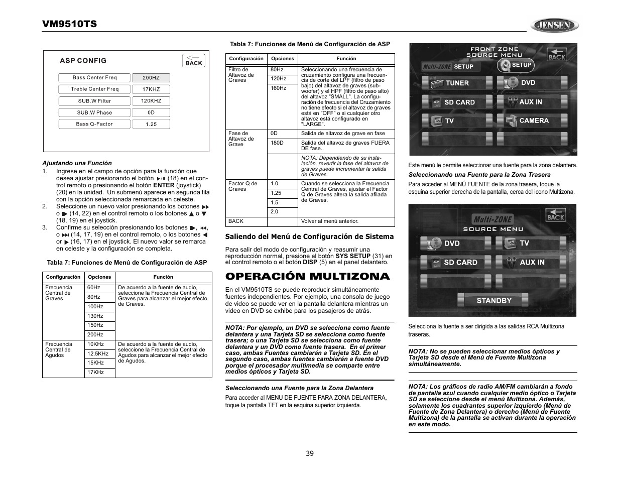 Vm9510ts, Operación multizona | Audiovox VM9510TS User Manual | Page 43 / 82