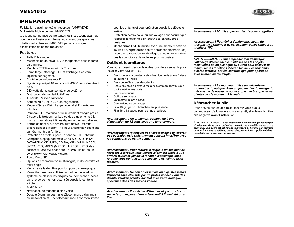 Vm9510ts, Preparation | Audiovox VM9510TS User Manual | Page 57 / 82