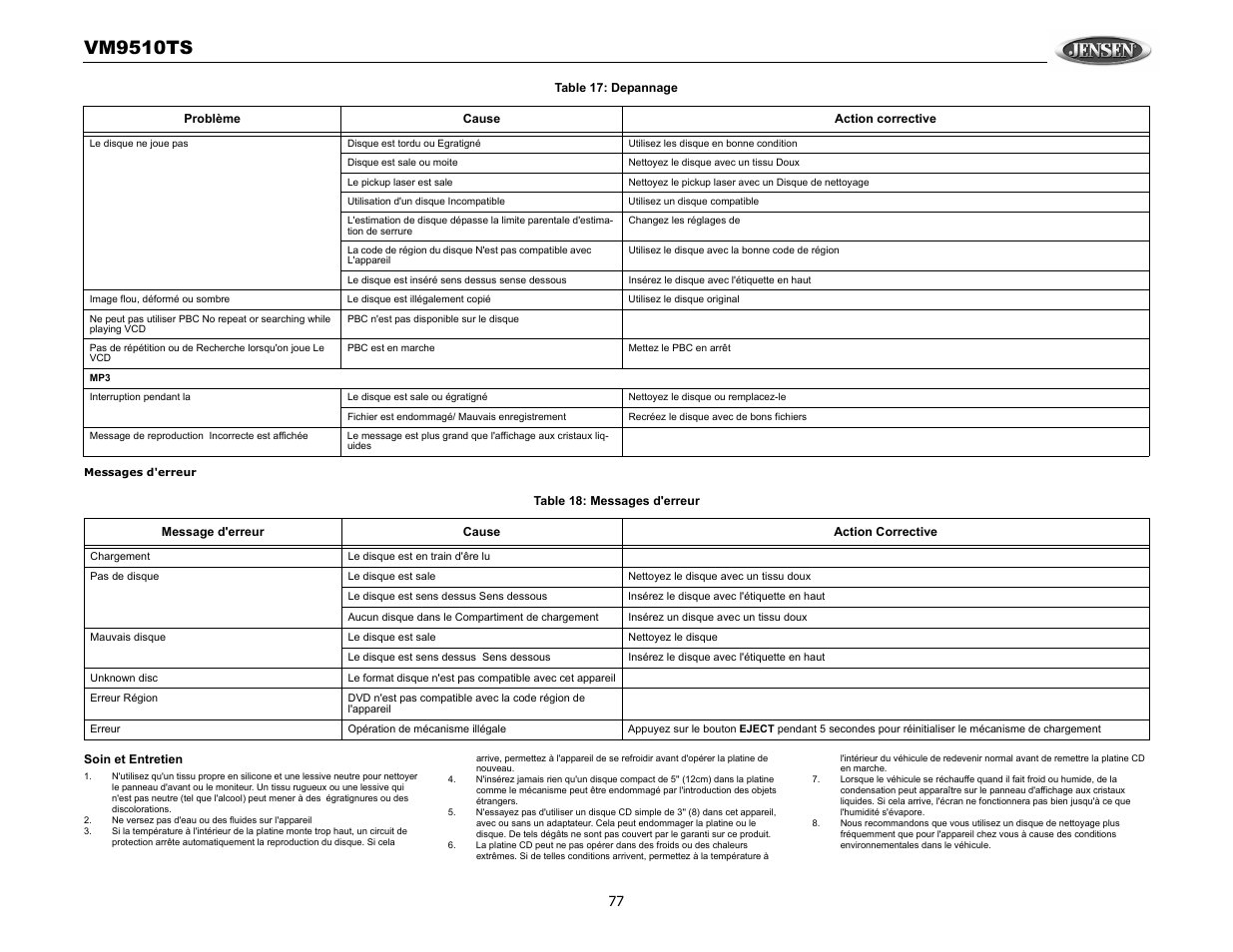 Vm9510ts | Audiovox VM9510TS User Manual | Page 81 / 82