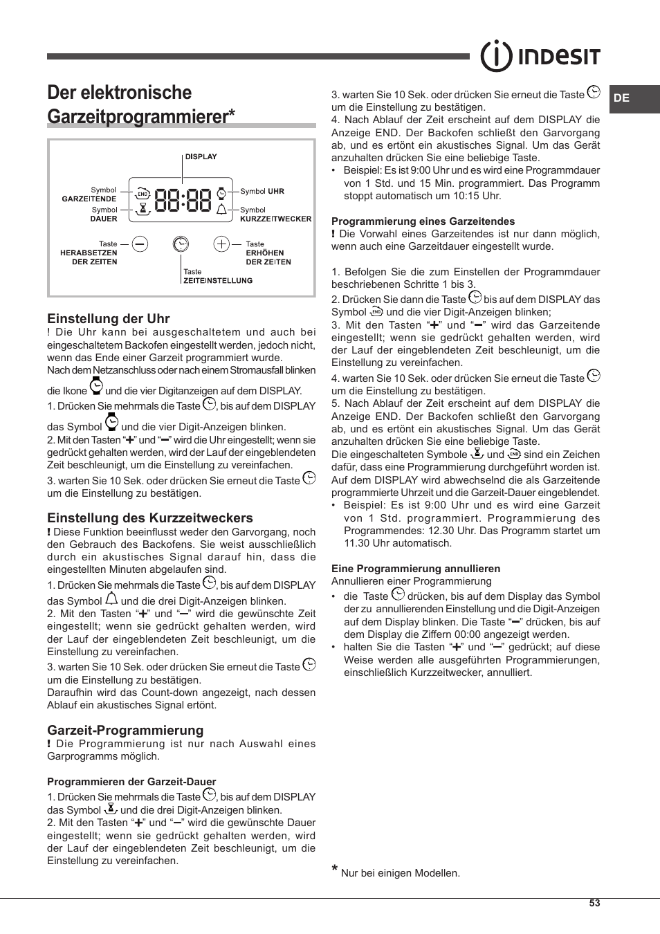Der elektronische garzeitprogrammierer | Indesit IF-63-K.A-IX-S User Manual | Page 53 / 80
