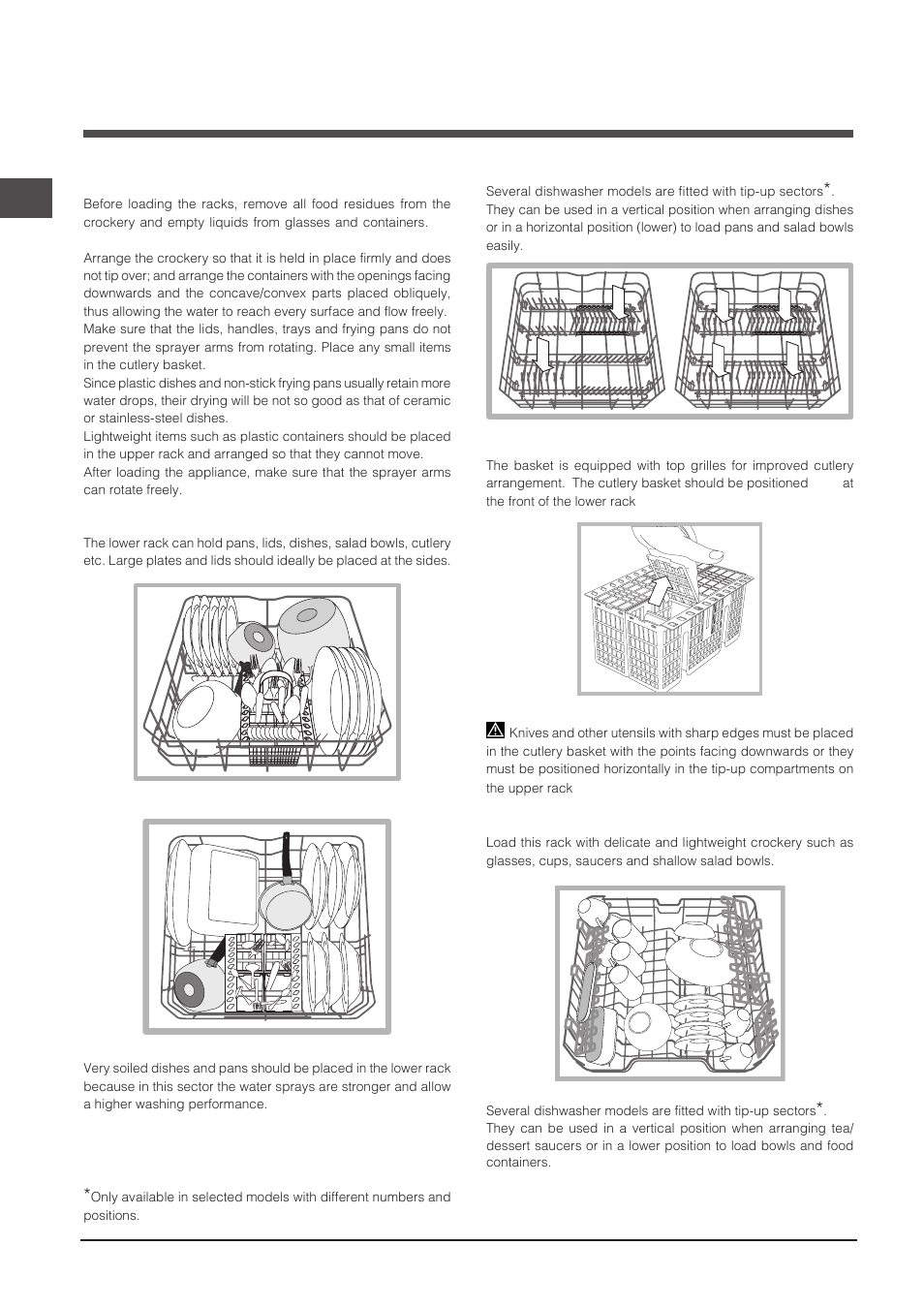 Loading the racks | Indesit DFP-27T94-A-EU User Manual | Page 22 / 72