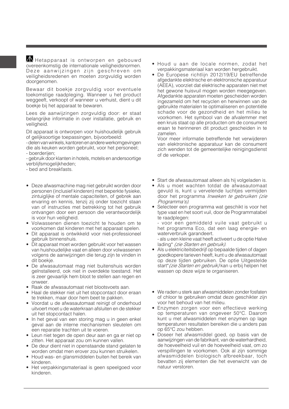 Voorzorgsmaatregelen en advies | Indesit DFP-27T94-A-EU User Manual | Page 32 / 72