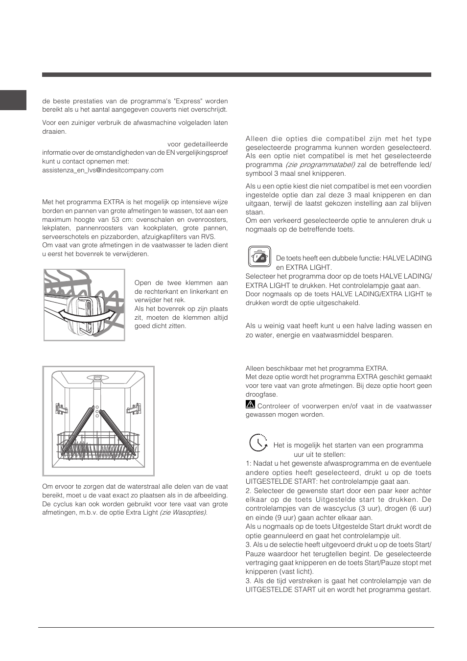 Speciale programma's en opties, Afwasopties | Indesit DFP-27T94-A-EU User Manual | Page 40 / 72