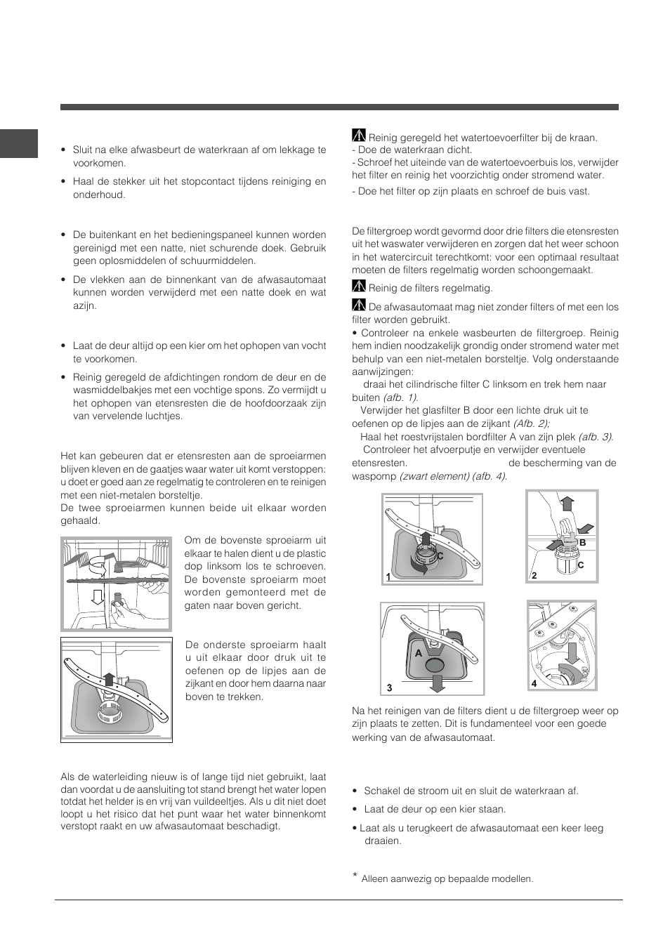 Onderhoud en verzorging | Indesit DFP-27T94-A-EU User Manual | Page 42 / 72