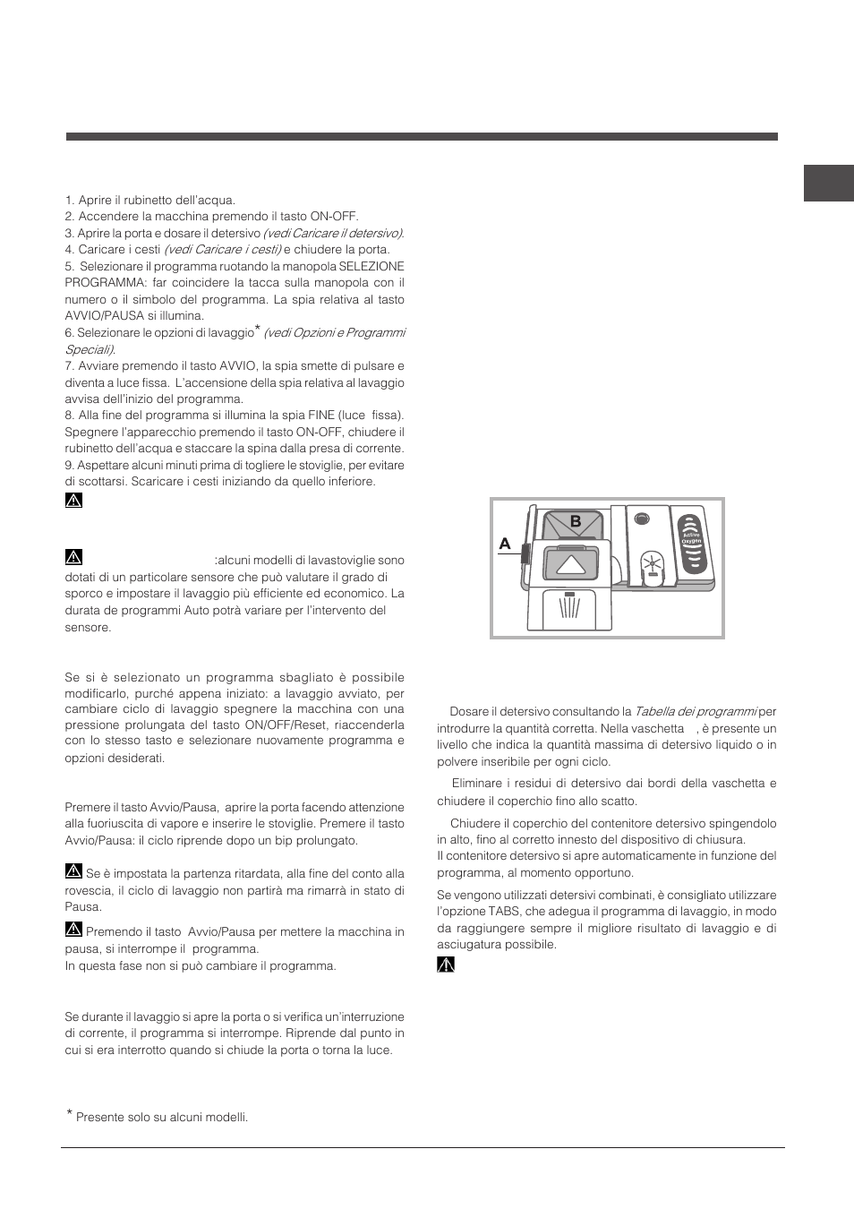 Avvio e utilizzo, Caricare il detersivo, Avviare la lavastoviglie | Indesit DFP-27T94-A-EU User Manual | Page 9 / 72