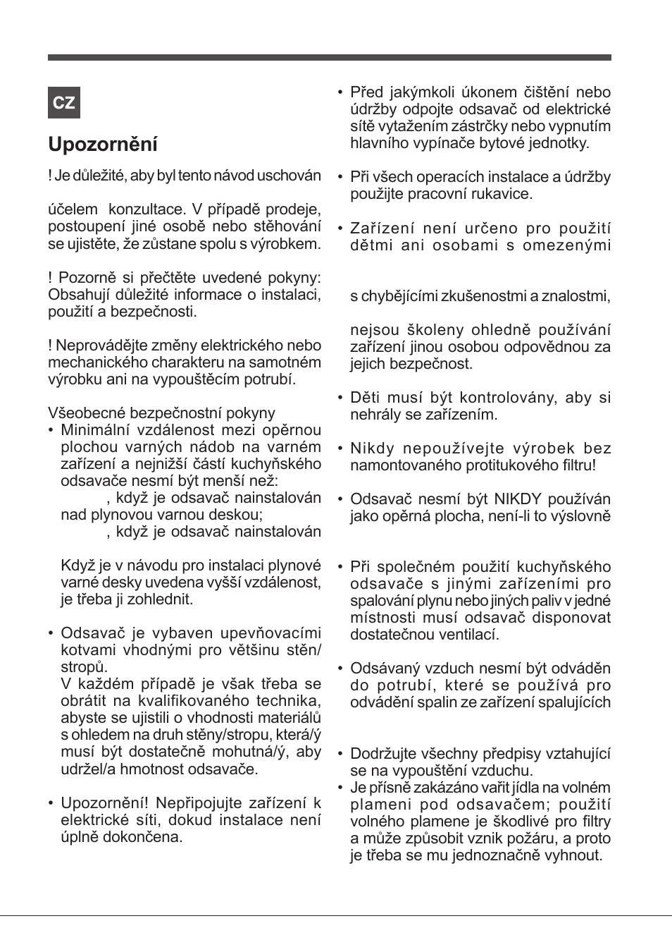 Upozornění | Indesit IHF-9.5-A-M-IX User Manual | Page 25 / 80