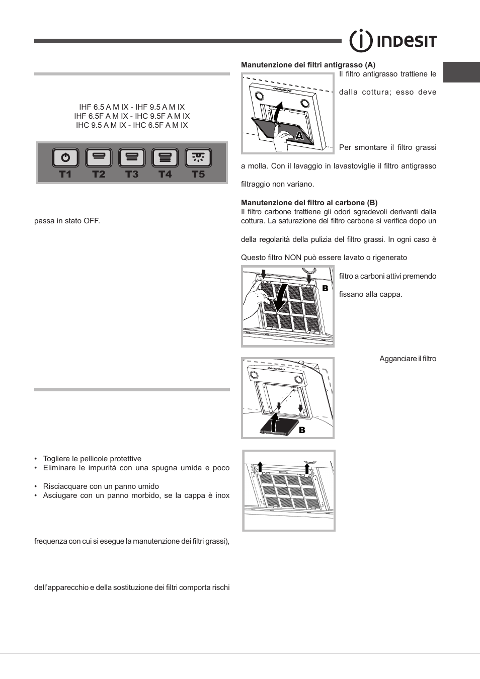Comandi glass, Manutenzione e cura | Indesit IHF-9.5-A-M-IX User Manual | Page 35 / 80