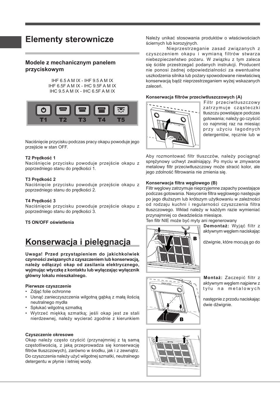 Elementy sterownicze glass, Konserwacja i pielęgnacja | Indesit IHF-9.5-A-M-IX User Manual | Page 56 / 80