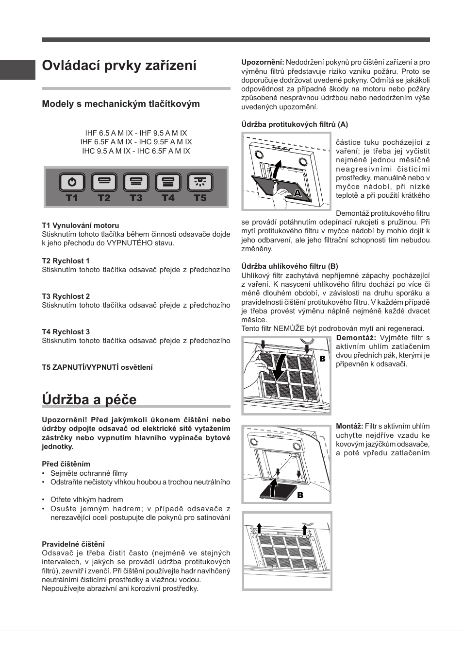 Ovládací prvky zařízení glass, Údržba a péče | Indesit IHF-9.5-A-M-IX User Manual | Page 68 / 80