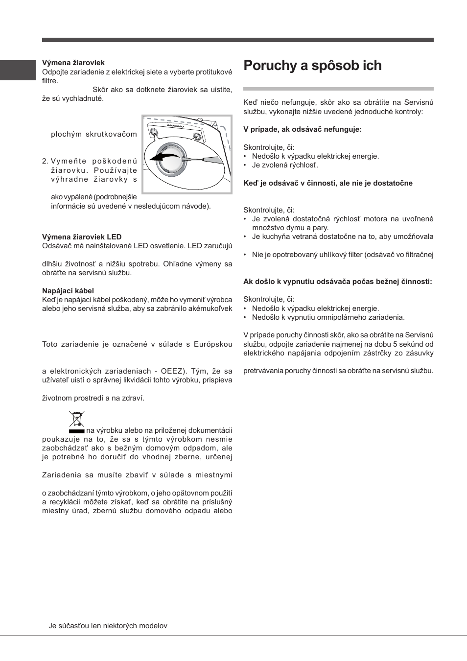 Poruchy a spôsob ich odstránenia | Indesit IHF-9.5-A-M-IX User Manual | Page 72 / 80
