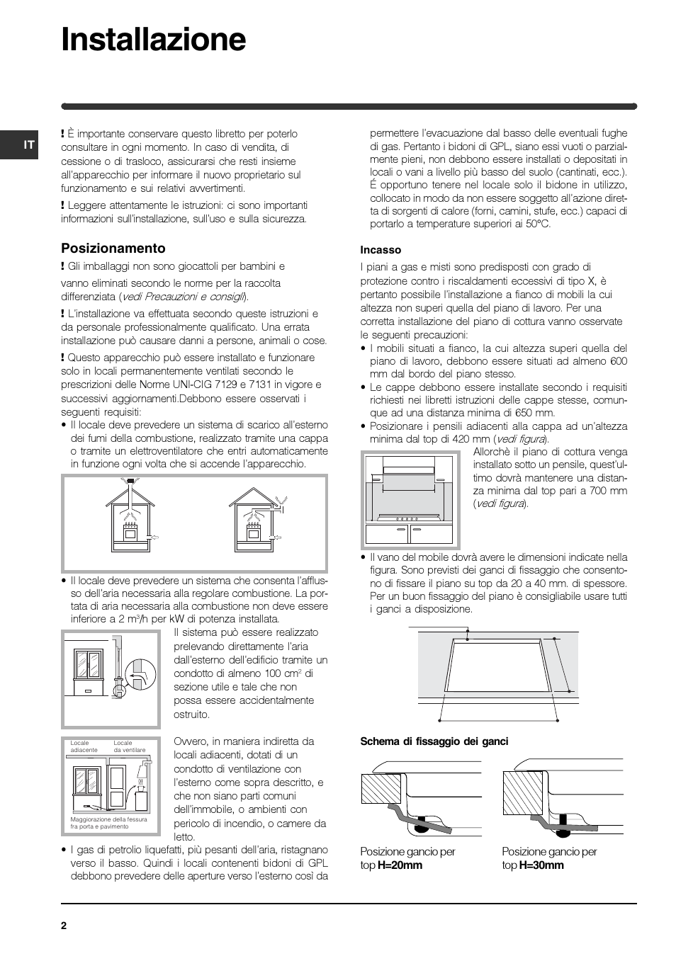 Installazione, Posizionamento | Indesit IPG-640-S-(GR) User Manual | Page 2 / 80