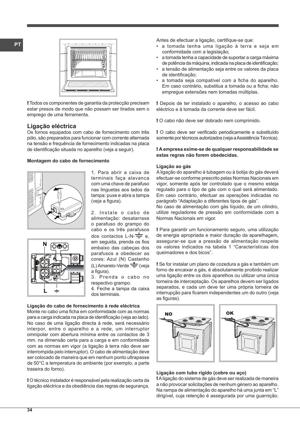 Ligação eléctrica | Indesit FGIM-K-(BK)-S User Manual | Page 34 / 48