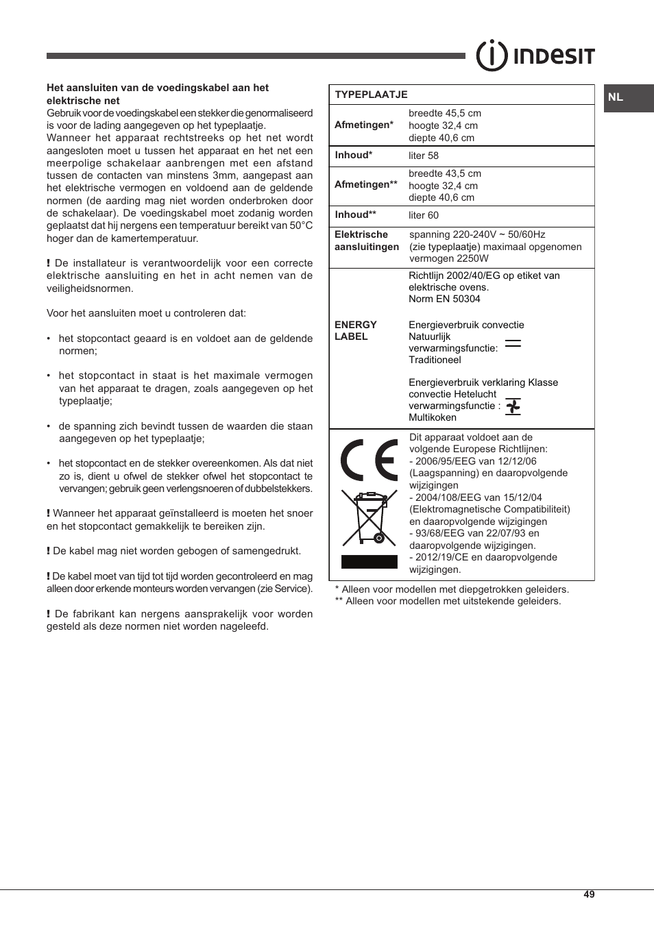 Indesit IFG-51-K.A-(BK)-S User Manual | Page 49 / 60