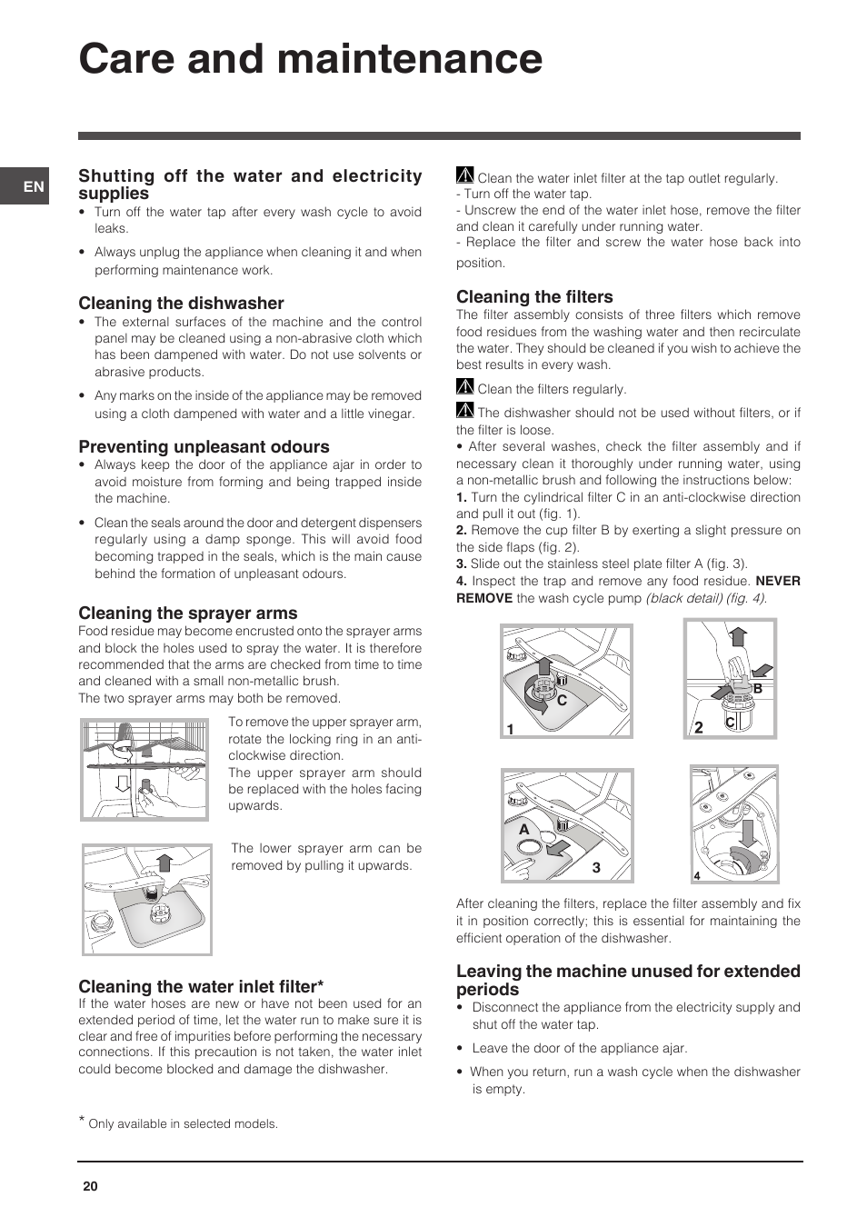 Care and maintenance | Indesit DIS-14 User Manual | Page 20 / 80