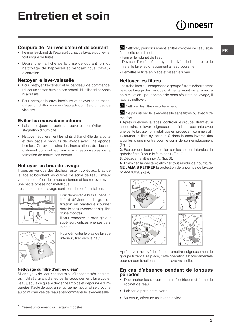 Entretien et soin | Indesit DIS-14 User Manual | Page 31 / 80
