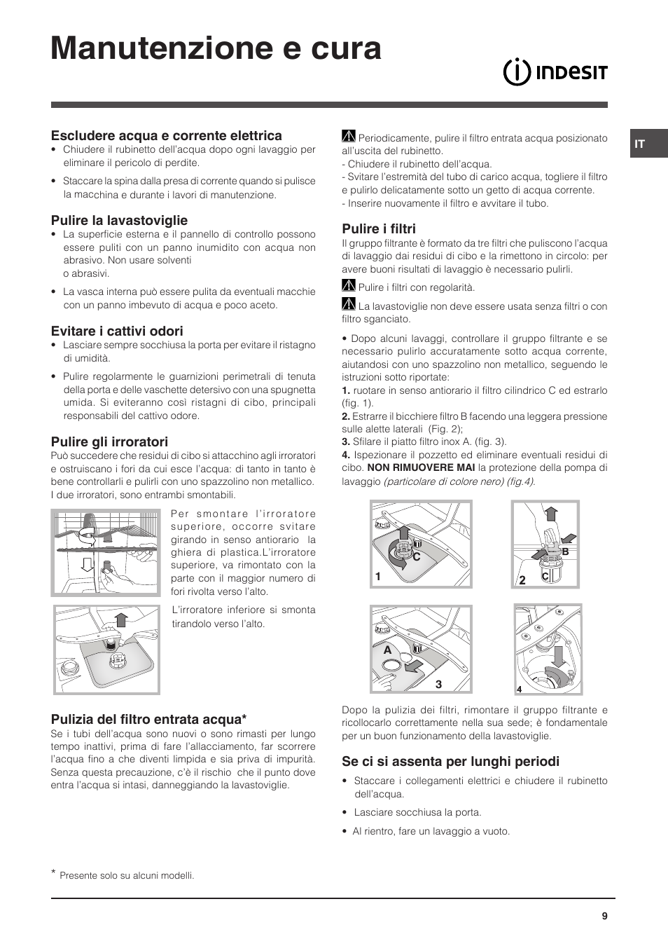 Manutenzione e cura | Indesit DIS-14 User Manual | Page 9 / 80