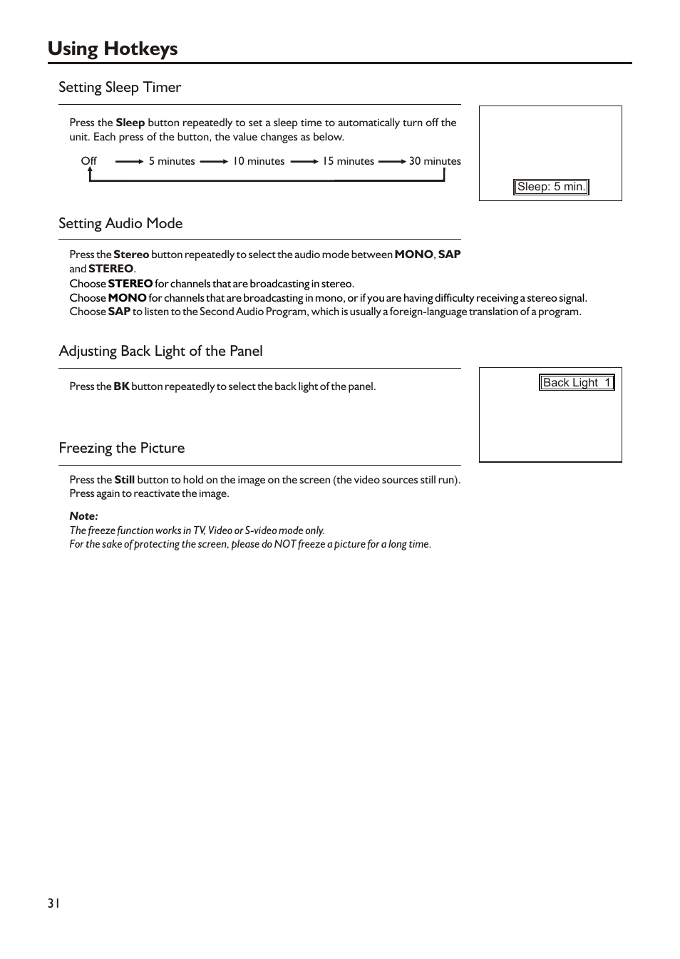 Using hotkeys | Audiovox FPE2305 User Manual | Page 34 / 42