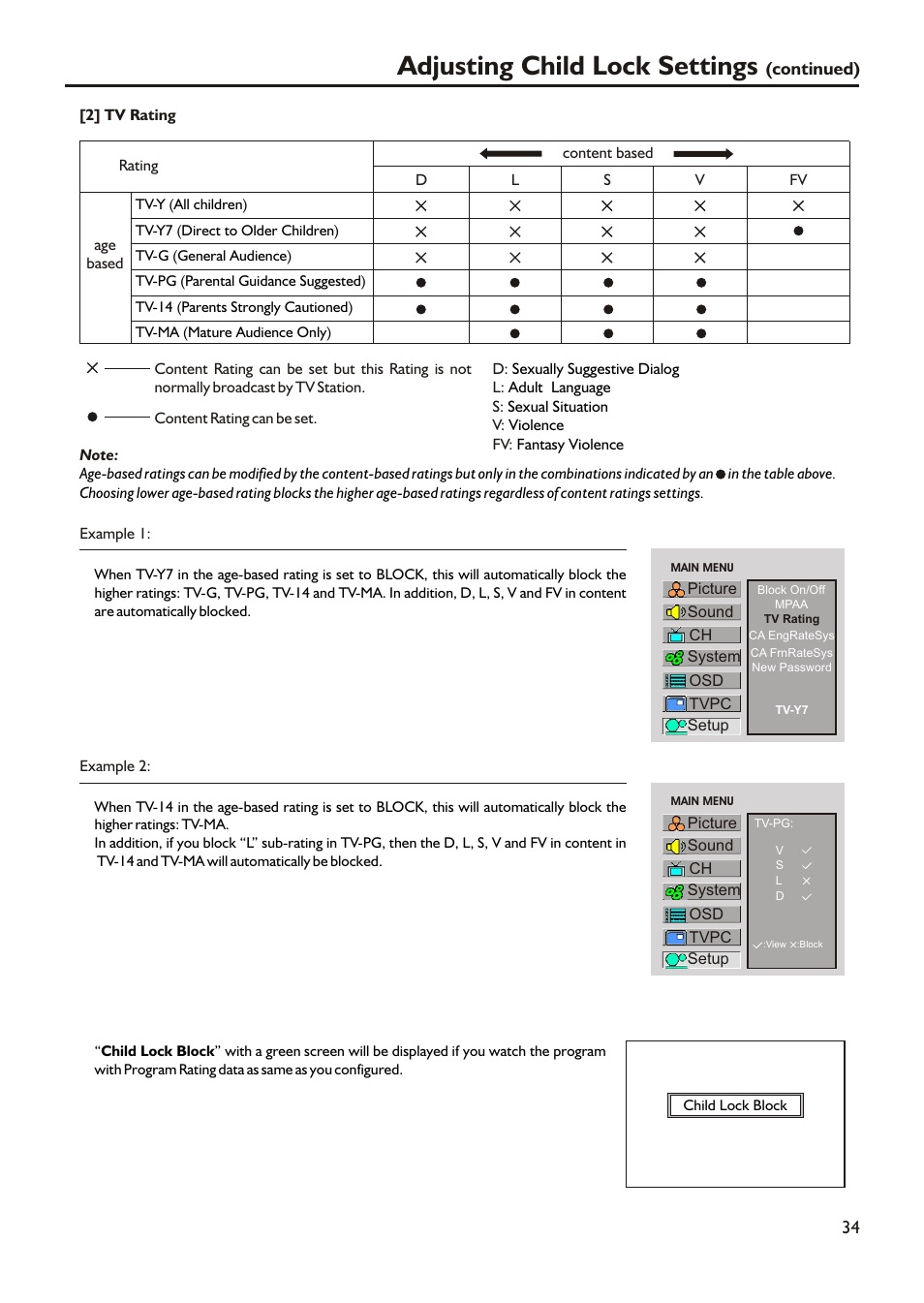 Adjusting child lock settings | Audiovox FPE2305 User Manual | Page 37 / 42