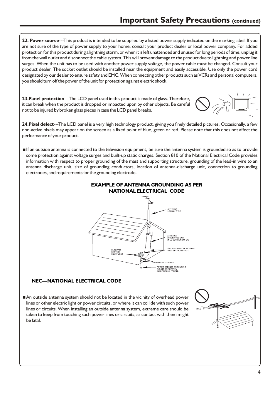 Important safety precautions | Audiovox FPE2305 User Manual | Page 7 / 42