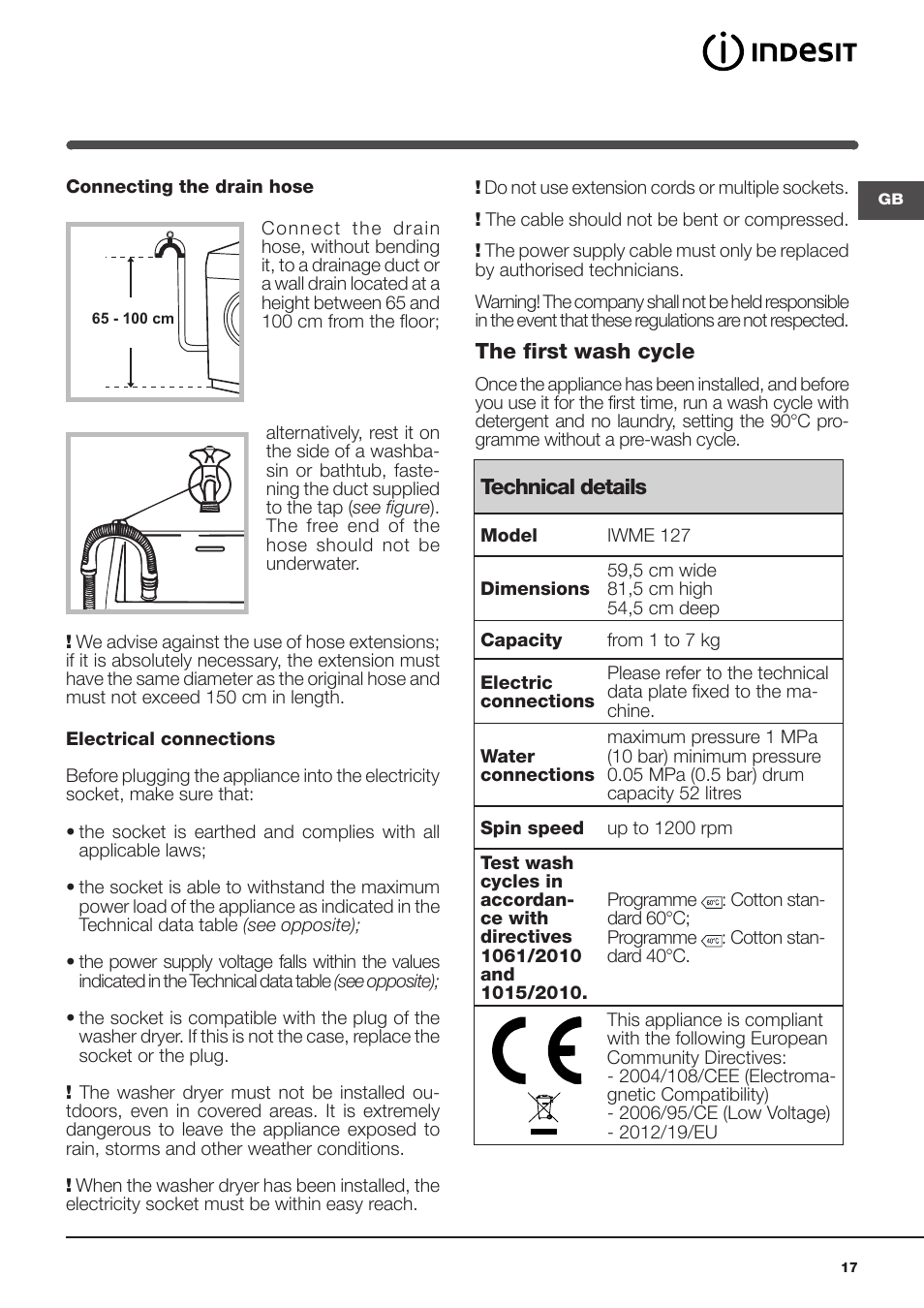 Indesit IWME-127-EU User Manual | Page 17 / 84
