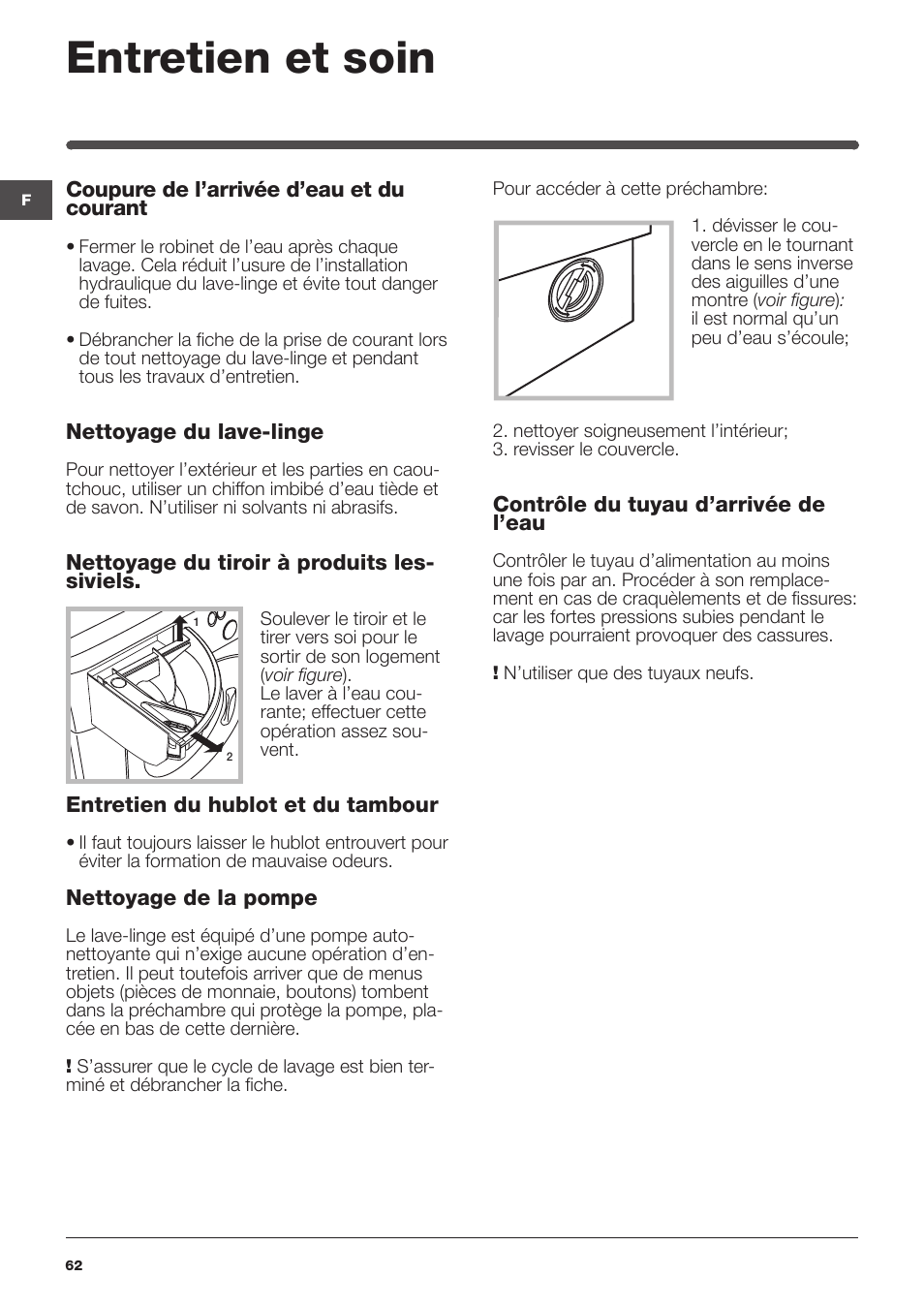 Entretien et soin | Indesit IWME-127-EU User Manual | Page 62 / 84