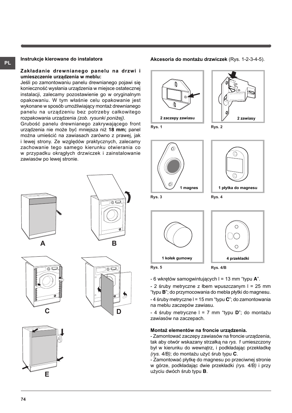 Ab c d e | Indesit IWME-127-EU User Manual | Page 74 / 84