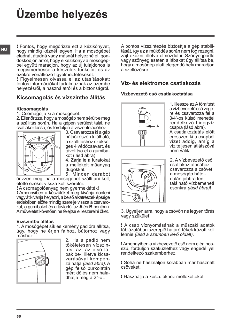 Üzembe helyezés | Indesit IWUD-41051-C-ECO-EU User Manual | Page 38 / 72