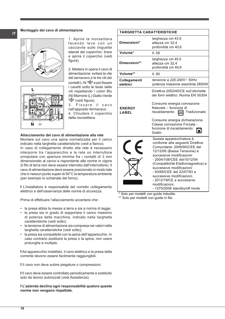 Indesit IF-88-K-GP.A-IX-S User Manual | Page 16 / 72