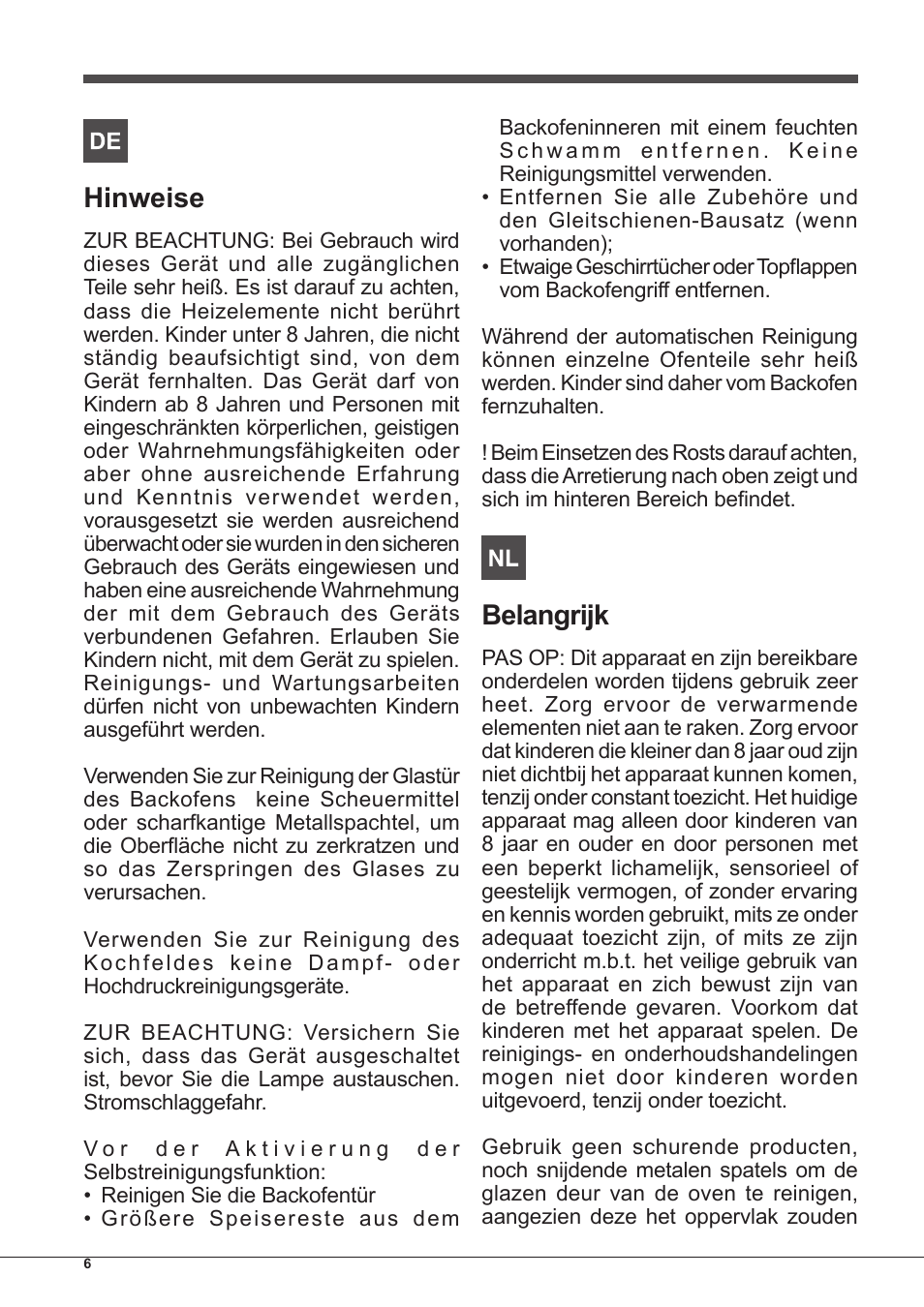 Hinweise, Belangrijk | Indesit IF-88-K-GP.A-IX-S User Manual | Page 6 / 72