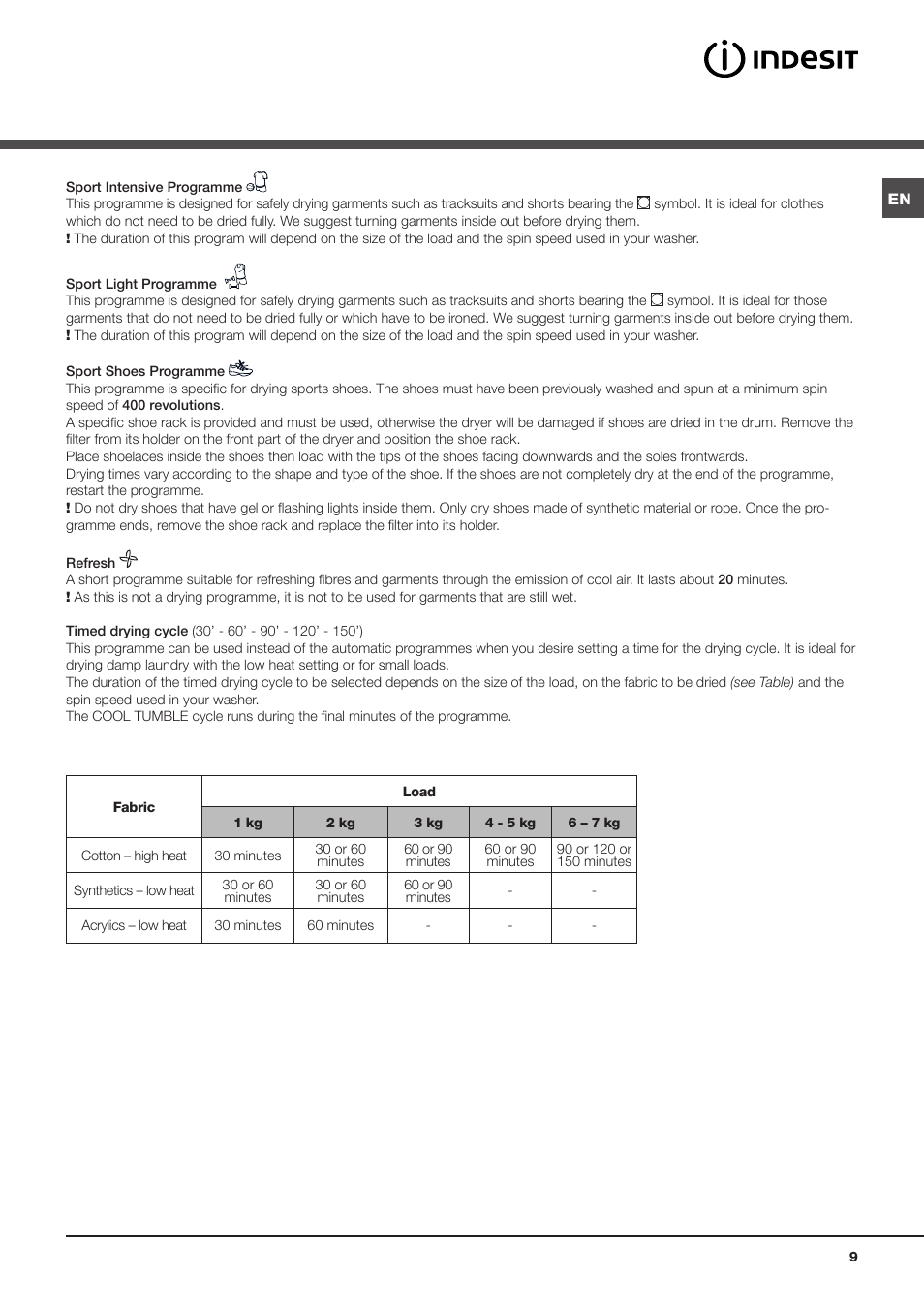 Indesit IDCA-735-B-(EU) User Manual | Page 9 / 80