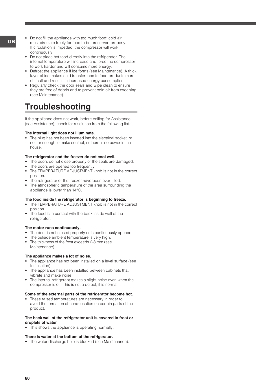 Troubleshooting | Indesit TAAN-5-V-NX User Manual | Page 60 / 72