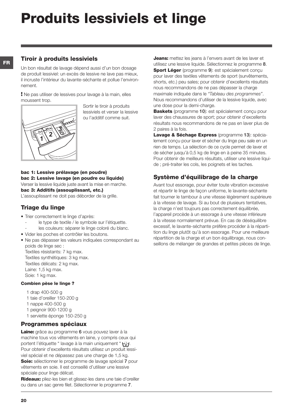 Produits lessiviels et linge | Indesit IWDE-7145-B-(EU) User Manual | Page 20 / 60